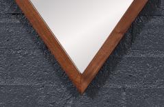 Mid Century Modern Diamond Shape Walnut Wood Mirror - 4710858
