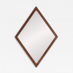 Mid Century Modern Diamond Shape Walnut Wood Mirror - 4710870