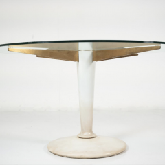 Mid Century Modern Dining Table Carrara Marble Bronze and Glass Italy 1950s - 3979522