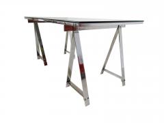 Mid Century Modern Dining Table Desk in Chrome Glass - 3163148