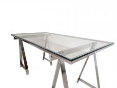 Mid Century Modern Dining Table Desk in Chrome Glass - 3163150