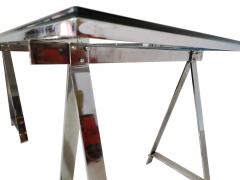 Mid Century Modern Dining Table Desk in Chrome Glass - 3163151