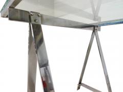Mid Century Modern Dining Table Desk in Chrome Glass - 3163152