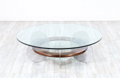 Mid Century Modern Disc Style Aluminum Walnut Coffee Table - 2520085