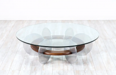 Mid Century Modern Disc Style Aluminum Walnut Coffee Table - 2520086