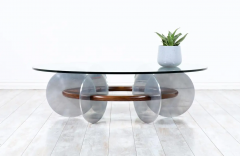 Mid Century Modern Disc Style Aluminum Walnut Coffee Table - 2520087