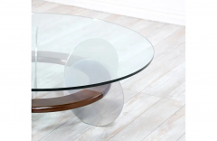 Mid Century Modern Disc Style Aluminum Walnut Coffee Table - 2520090