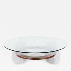 Mid Century Modern Disc Style Aluminum Walnut Coffee Table - 2522191