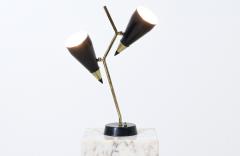 Mid Century Modern Double Cone Articulating Brass Table Lamp - 2984161