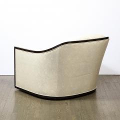 Mid Century Modern Ebonized Walnut Club Lounge Chair in Pearl Holly Hunt Fabric - 2431507