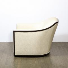 Mid Century Modern Ebonized Walnut Club Lounge Chair in Pearl Holly Hunt Fabric - 2431530