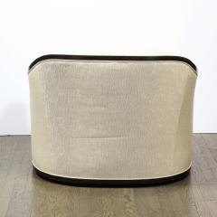 Mid Century Modern Ebonized Walnut Club Lounge Chair in Pearl Holly Hunt Fabric - 2431536