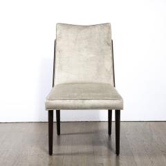 Mid Century Modern Ebonized Walnut Platinum Velvet Side Chair - 3352475