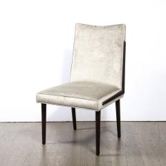 Mid Century Modern Ebonized Walnut Platinum Velvet Side Chair - 3352480