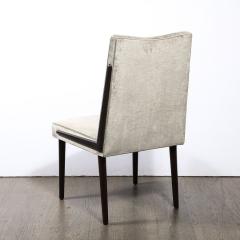 Mid Century Modern Ebonized Walnut Platinum Velvet Side Chair - 3352529
