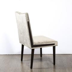 Mid Century Modern Ebonized Walnut Platinum Velvet Side Chair - 3352533