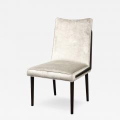 Mid Century Modern Ebonized Walnut Platinum Velvet Side Chair - 3359989