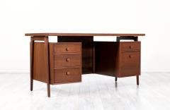 Mid Century Modern Executive Walnut Desk with Floating Top - 3122450