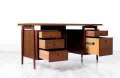 Mid Century Modern Executive Walnut Desk with Floating Top - 3122451