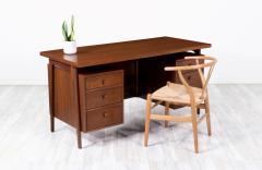 Mid Century Modern Executive Walnut Desk with Floating Top - 3122454