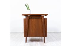 Mid Century Modern Executive Walnut Desk with Floating Top - 3122457