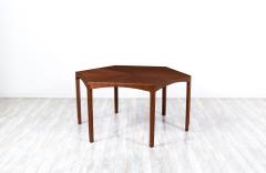 Mid Century Modern Expanding Hexagonal Walnut Dining Table - 3231986