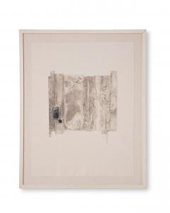 Mid Century Modern Experimental Abstract Lithograph in Neutral Tones 1960s - 4603495