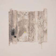 Mid Century Modern Experimental Abstract Lithograph in Neutral Tones 1960s - 4603496