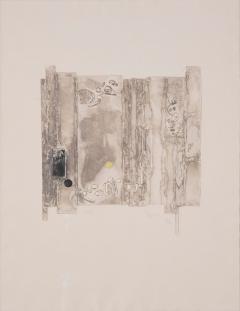 Mid Century Modern Experimental Abstract Lithograph in Neutral Tones 1960s - 4603587