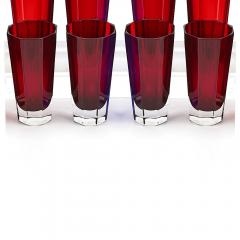 Mid Century Modern Faberg Ruby Red Highball Glasses Service Eight People - 4461542