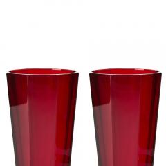 Mid Century Modern Faberg Ruby Red Highball Glasses Service Eight People - 4461546