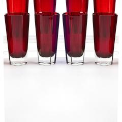 Mid Century Modern Faberg Ruby Red Highball Glasses Service Eight People - 4461547