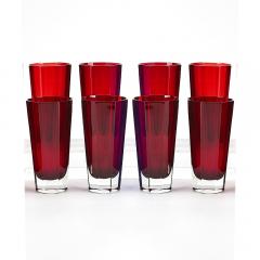 Mid Century Modern Faberg Ruby Red Highball Glasses Service Eight People - 4464287