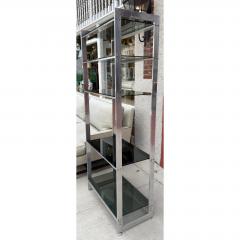 Mid Century Modern Five Shelf Aluminum Black Glass Etagere - 4815463