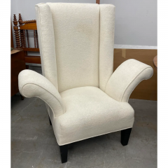 Mid Century Modern Flamboyant White Wingback Chair - 2713521