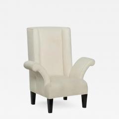 Mid Century Modern Flamboyant White Wingback Chair - 2721113