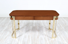 Mid Century Modern Floating Top Desk with Brass Accent - 2661443