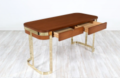 Mid Century Modern Floating Top Desk with Brass Accent - 2661485