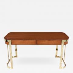 Mid Century Modern Floating Top Desk with Brass Accent - 2669316