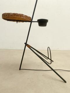 Mid Century Modern Floor Lamp with Basket Ashtray - 2735215
