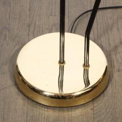 Mid Century Modern Floor Lamp with Brass Black Enamel and Mica Shades - 2659918