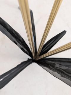 Mid Century Modern Floral Floor Lamp in Black Brass Rattan Finland 1950s - 4649403