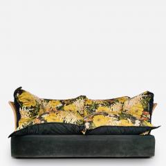 Mid Century Modern Floral Sofa in Rattan - 2962836