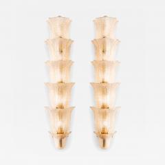 Mid Century Modern Floral Translucent Murano Glass Pair Of Italian Sconces - 4495410