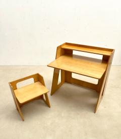 Mid Century Modern Foldable Wooden 6M Desk Chair Set - 2741744