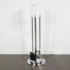 Mid Century Modern Four Piece Lucite and Chrome Fire Tool Set - 1579313