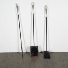 Mid Century Modern Four Piece Lucite and Chrome Fire Tool Set - 1579319