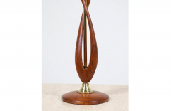 Mid Century Modern Free Form Sculpted Walnut Brass Table Lamp - 2716549