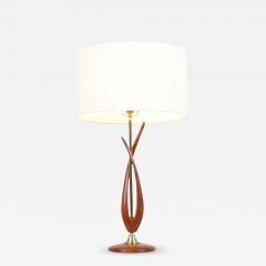 Mid Century Modern Free Form Sculpted Walnut Brass Table Lamp - 2720487