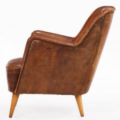 Mid Century Modern French Leather Club Chair C 1950  - 4598252